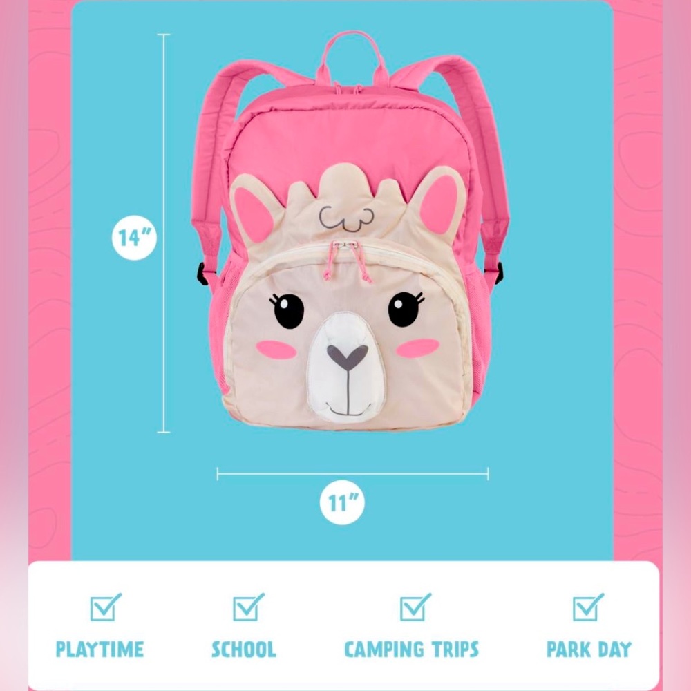 Firefly! Izzie the Llama Kid's Backpack - Pink & Cream, Unisex (15 Liter)